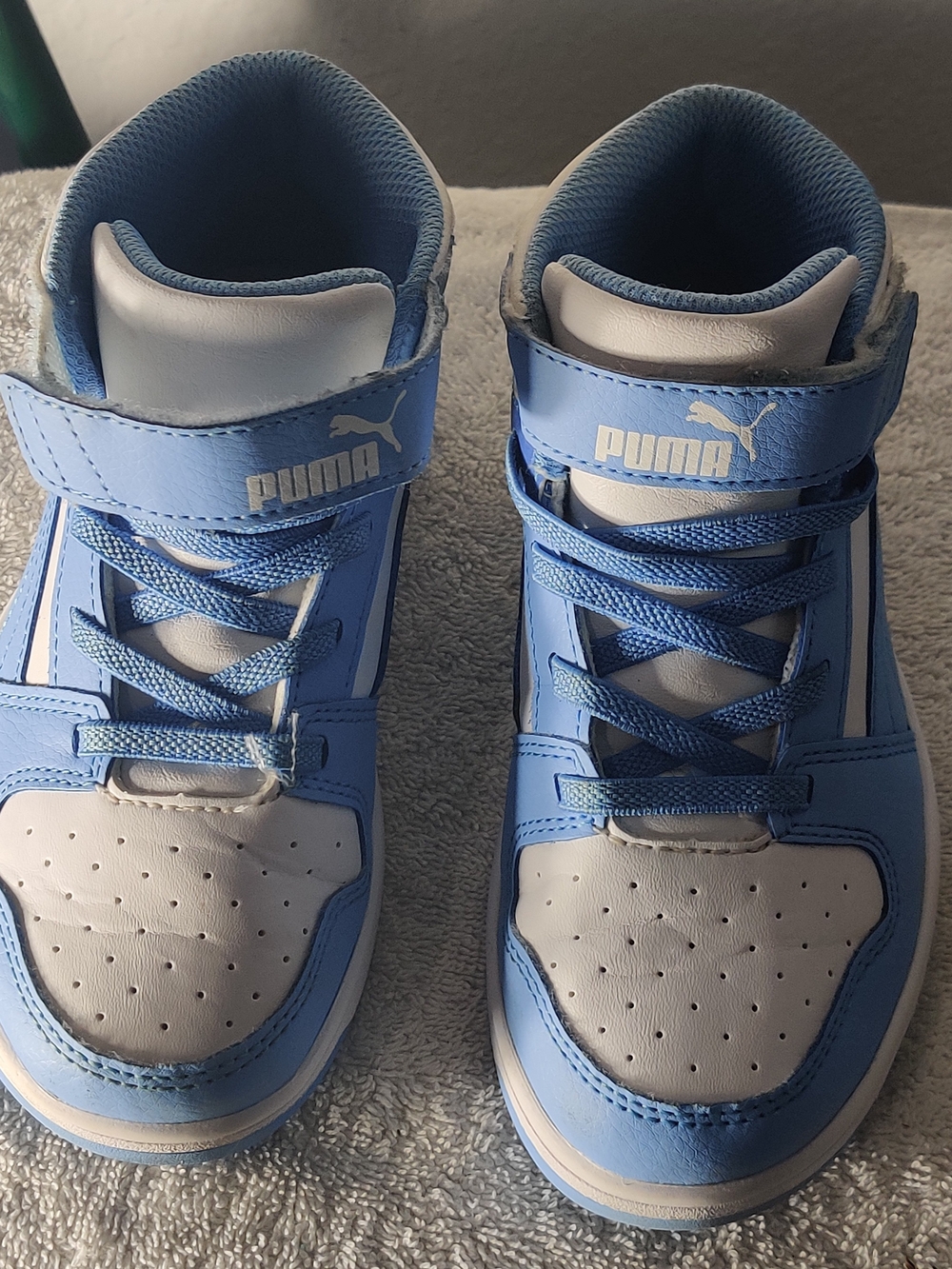 Puma Kids' High-Top Sneakers — Light Blue & White